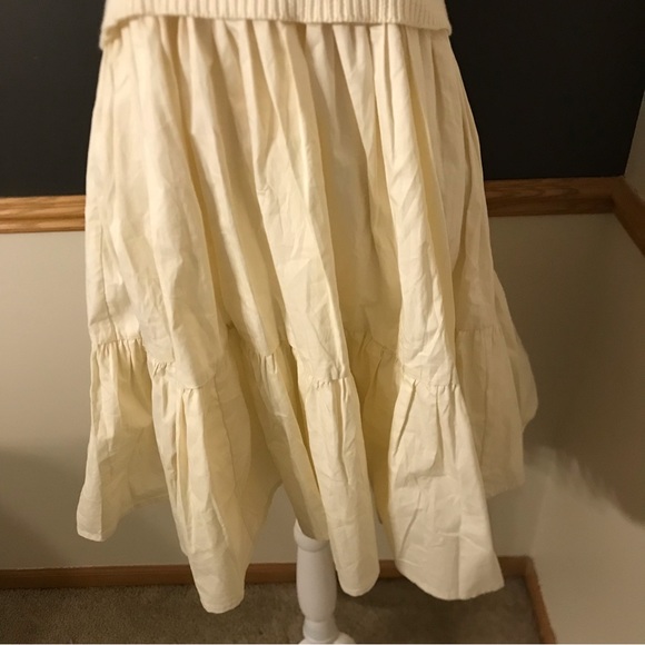 NWT $160 Anthropologie EN SAISON Creme Ruffled Square Neck Mini Dress Sz Medium - Picture 7 of 15